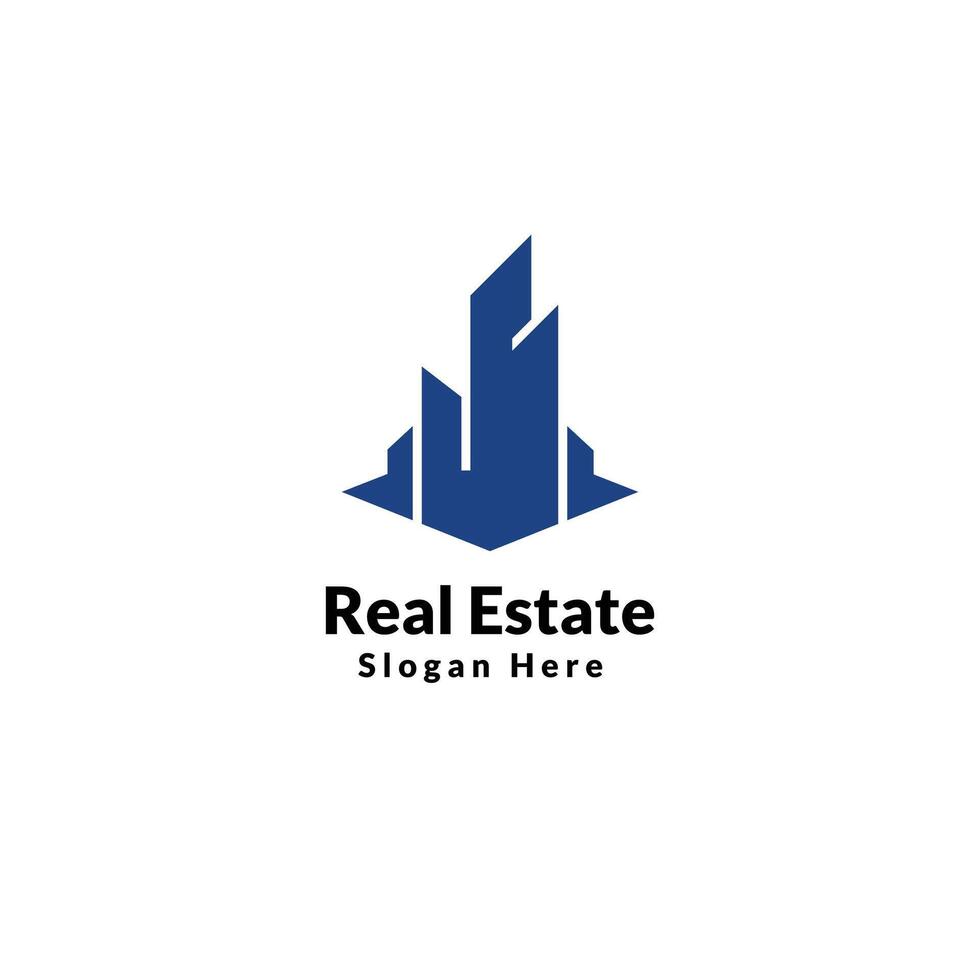 Real Estate Logo design on White Background. Flat Vector Logo Design Template Element for Construction Architecture Building Logos.