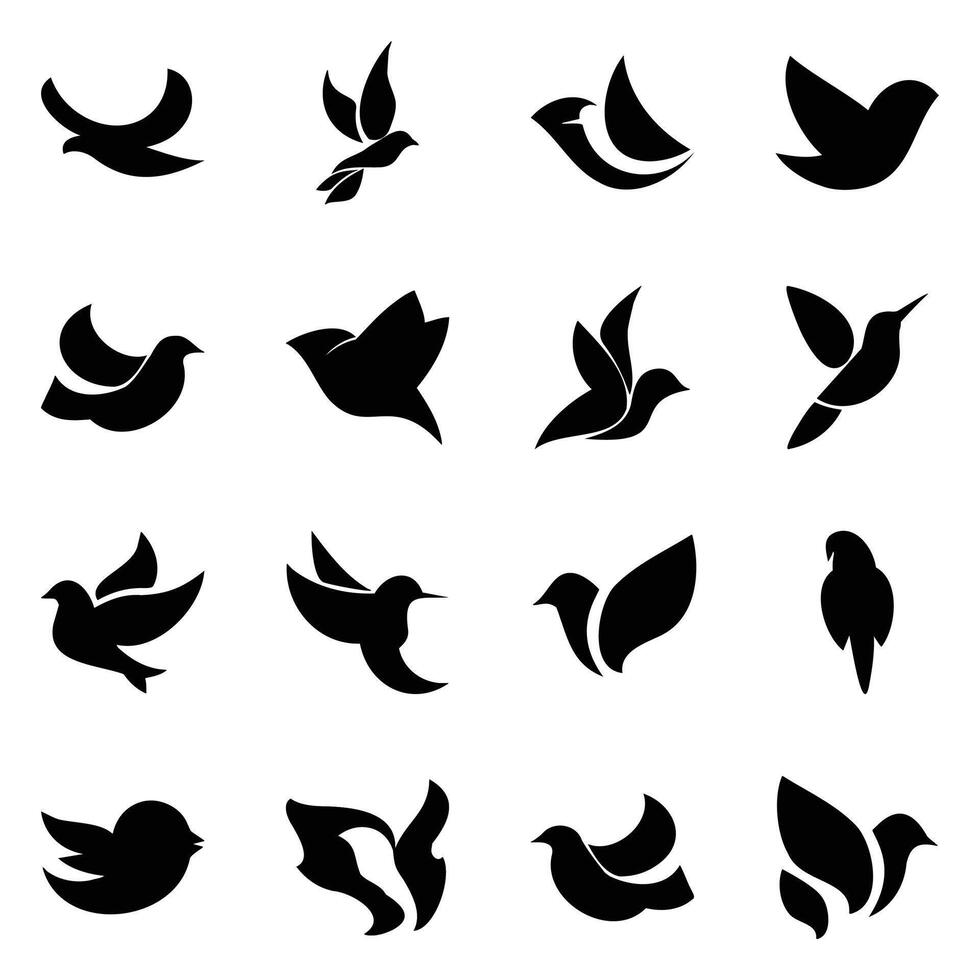conjunto de negro pájaro icono siluetas vector elementos para diseño.