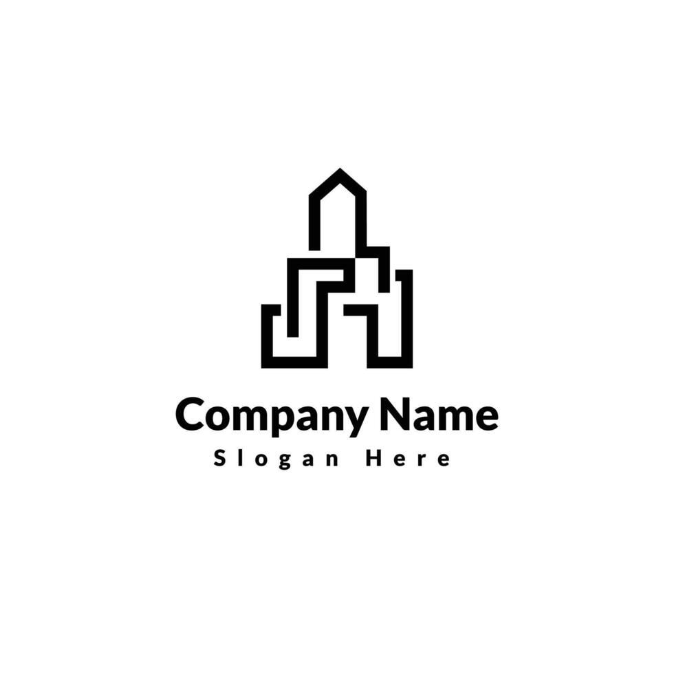 Real Estate Logo design on White Background. Flat Vector Logo Design Template Element for Construction Architecture Building Logos.