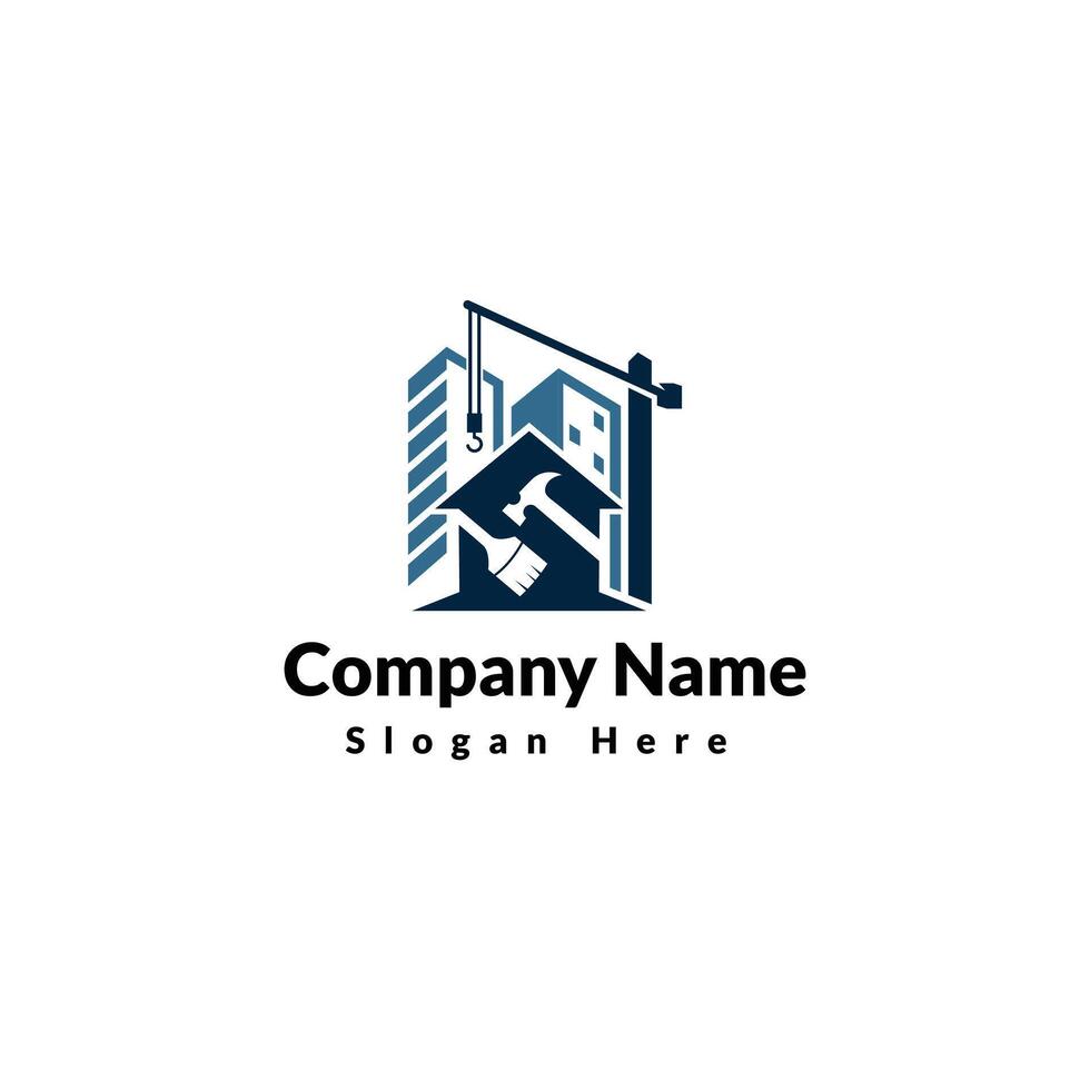 Real Estate Logo design on White Background. Flat Vector Logo Design Template Element for Construction Architecture Building Logos.