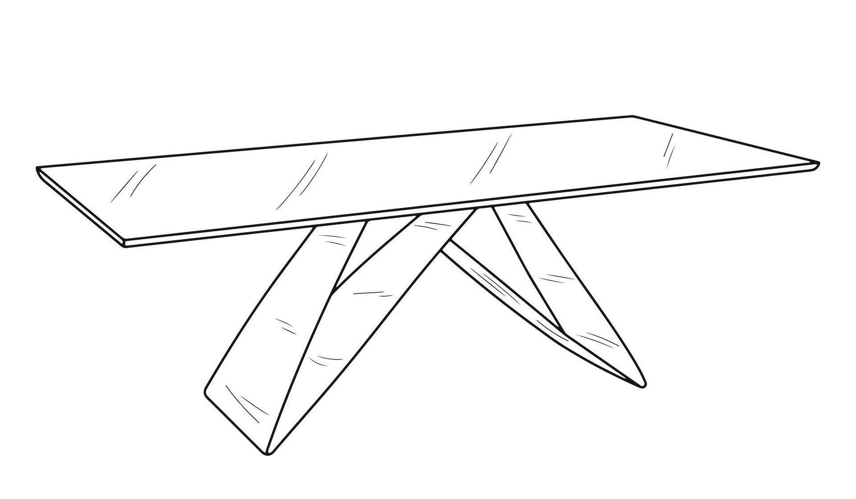 bosquejo de un vendaje mesa. escritorio, cena mesa, vendaje mesa, escritorio, cocina mesa. pedazo de mueble vector