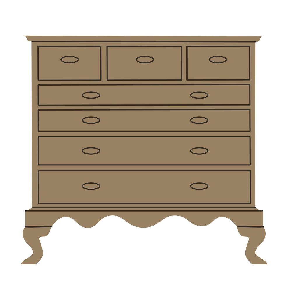 Image of a chest of drawers. Piece of furniture for storage. Furniture for bedroom, study, living room, bathroom vector