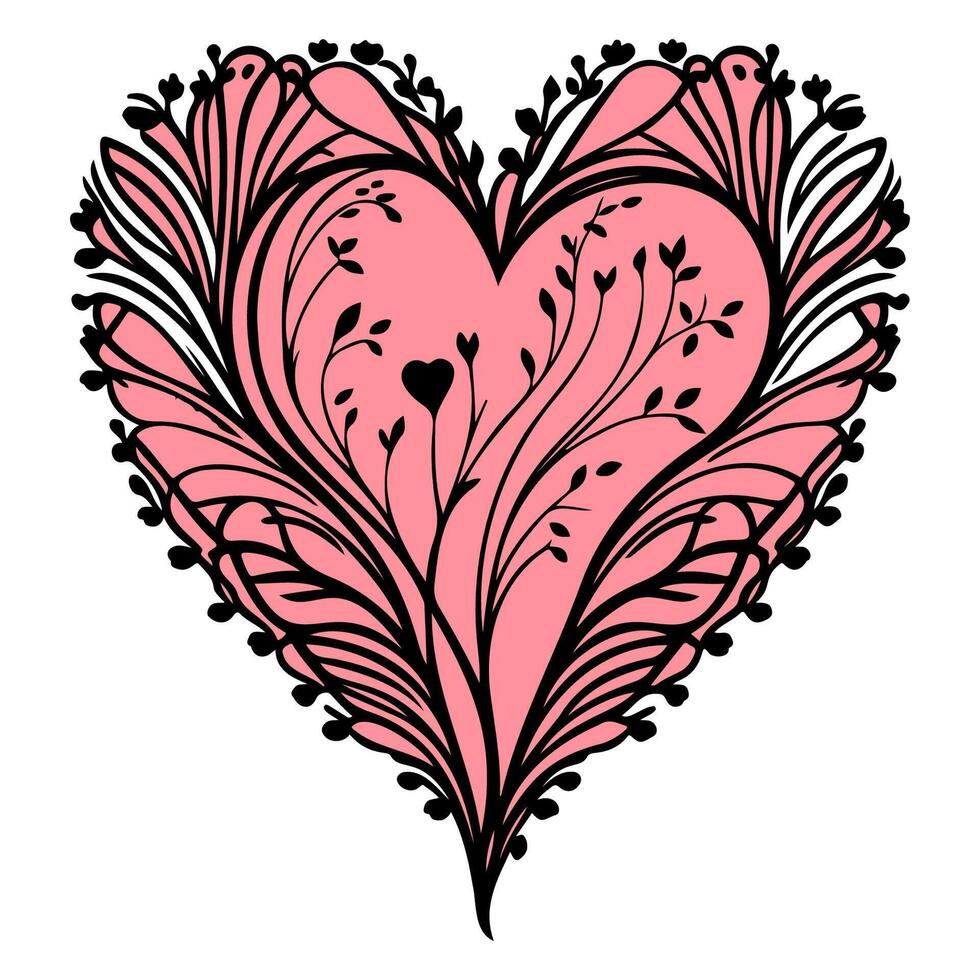 amor corazón ornamento flor enamorado ilustración bosquejo vector