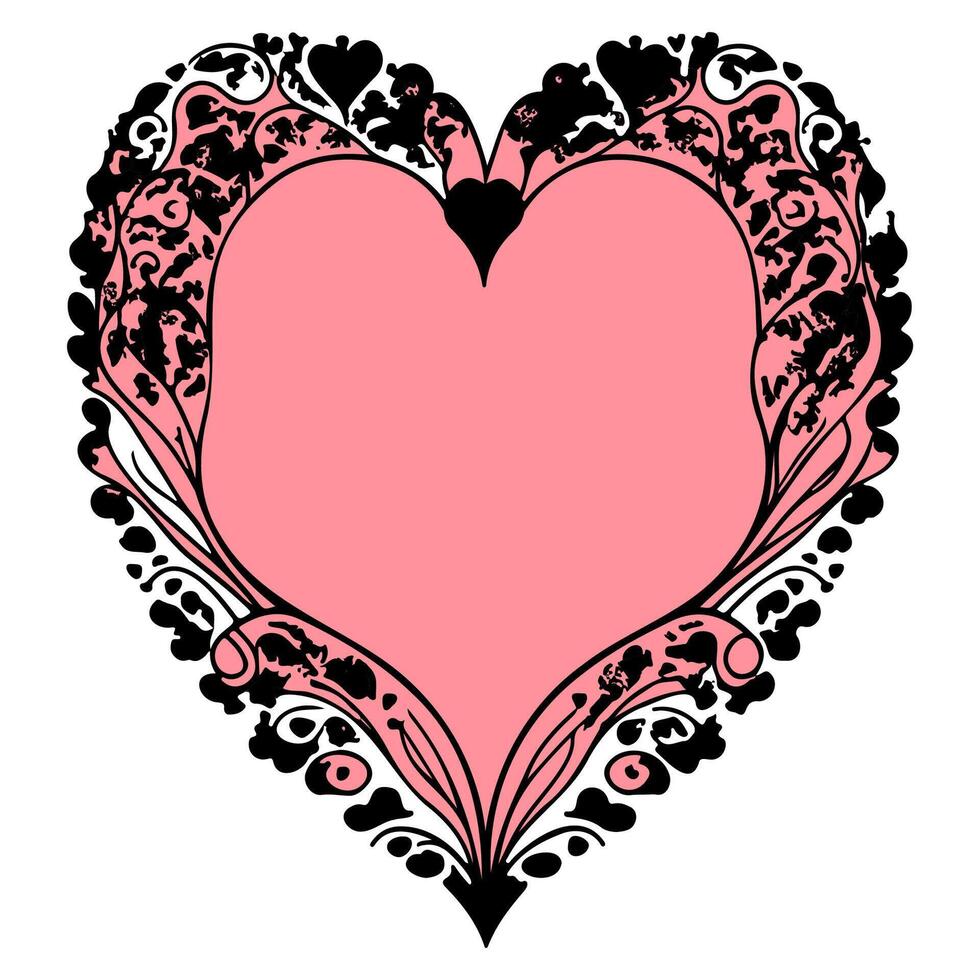 Love heart ornament flower valentine illustration sketch vector