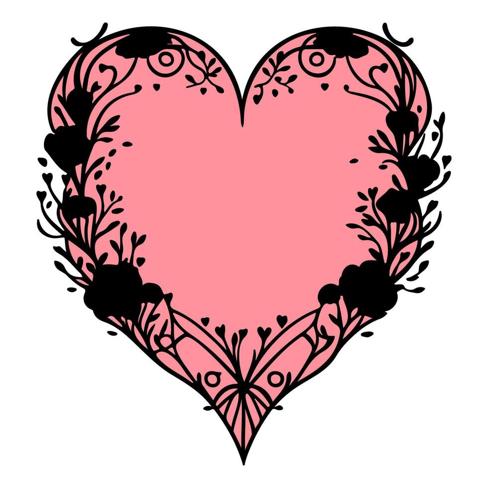 Love heart ornament flower valentine illustration sketch vector