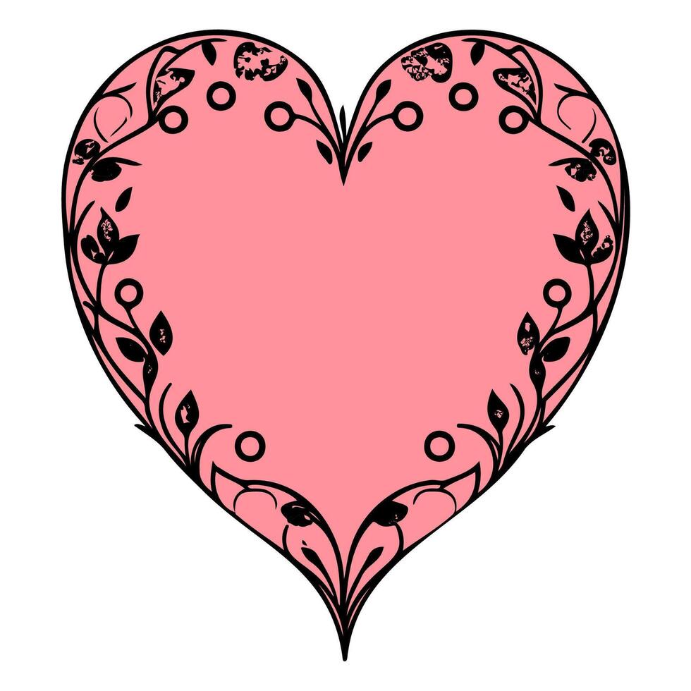 Love heart ornament flower valentine illustration sketch vector