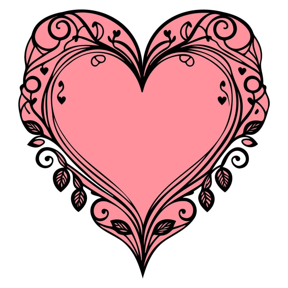 amor corazón ornamento flor enamorado ilustración bosquejo vector