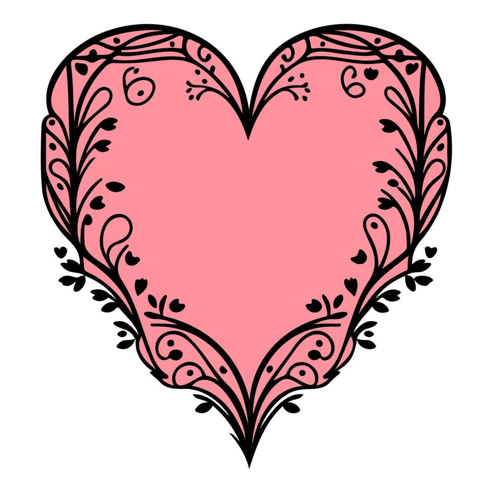 Love heart ornament flower valentine illustration sketch vector