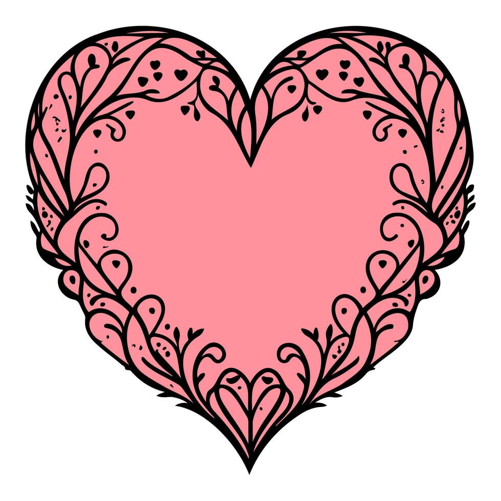 Love heart ornament flower valentine illustration sketch vector