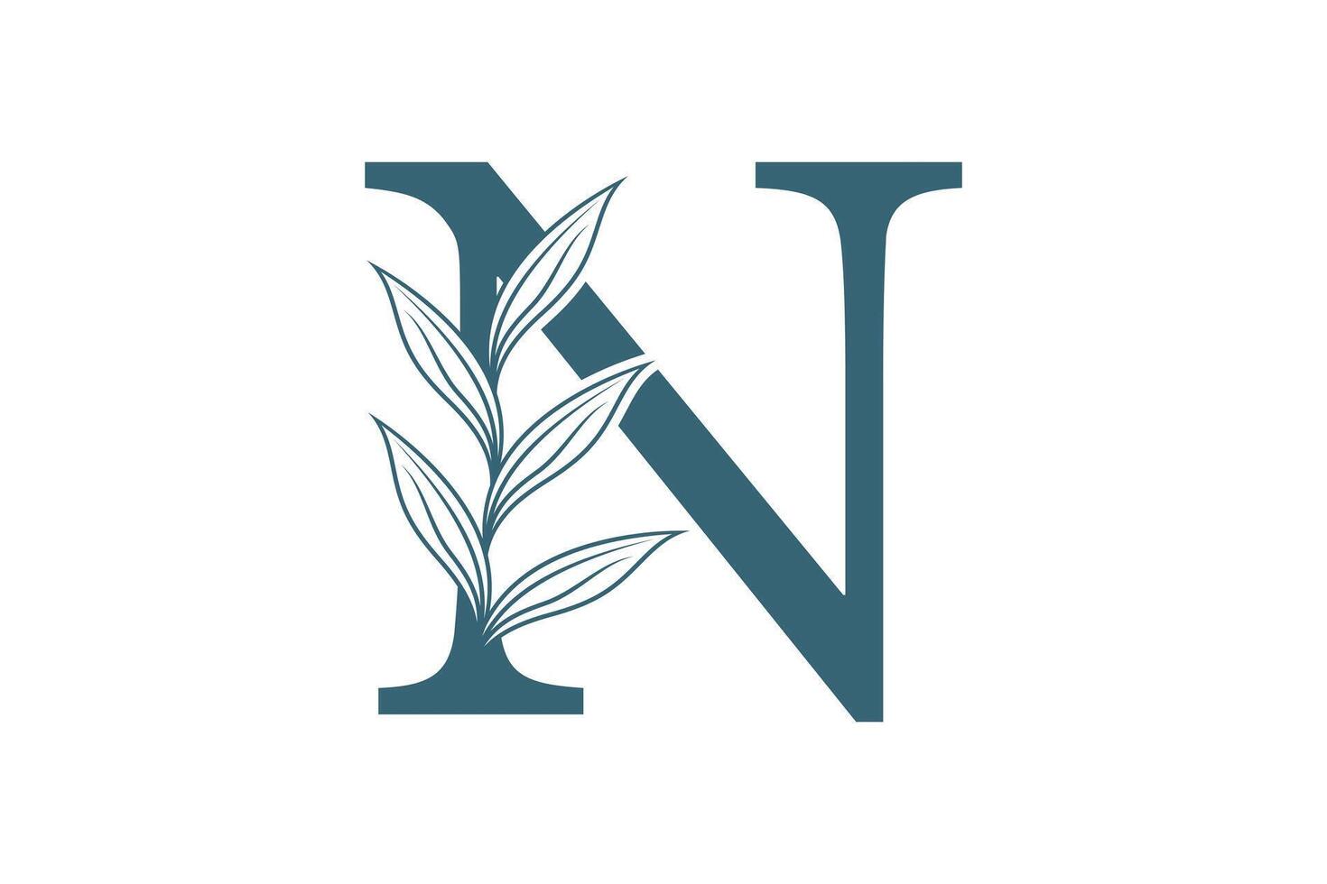 botanical element design with combination letter concept design vector