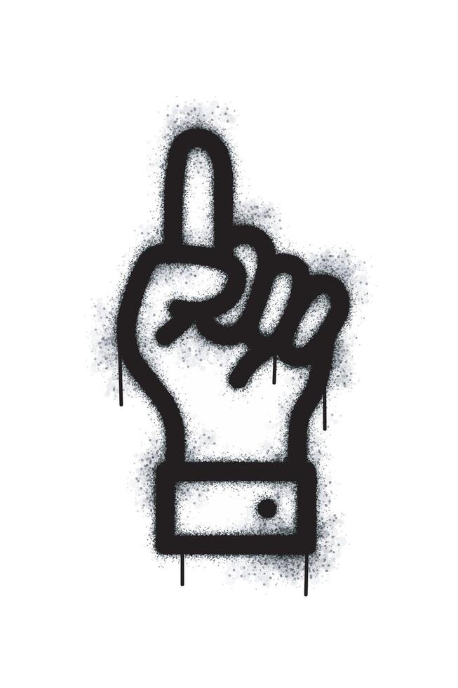 Hand symbol, one finger with Spray graffiti painted in black on white. Hand symbol. isolated on white background. vector illustration