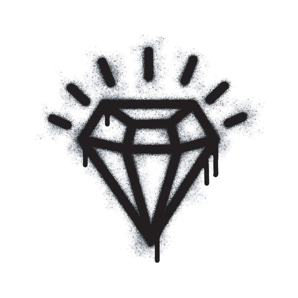 Spray Painted Graffiti diamond Sprayed isolated with a white background. graffiti diamond with over spray in black over white. Vector illustration.