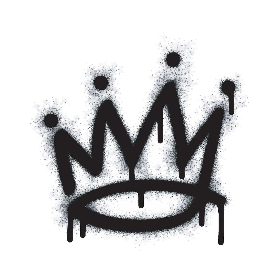 Spray painted graffiti crown sign in black over white. Crown drip symbol. isolated on white background. vector illustration