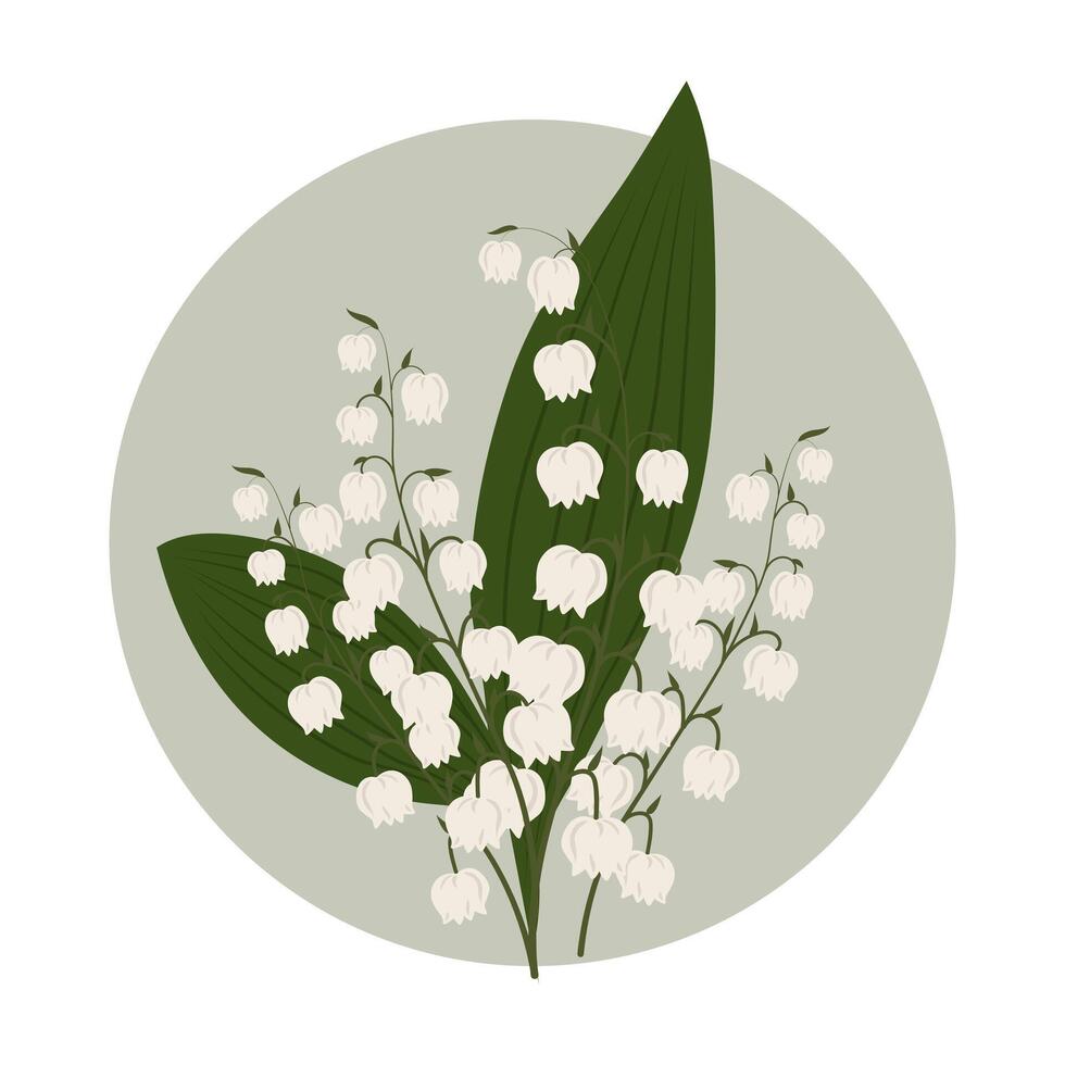 ramo de flores de lirios de los valles. ilustración de primavera, postal, vector