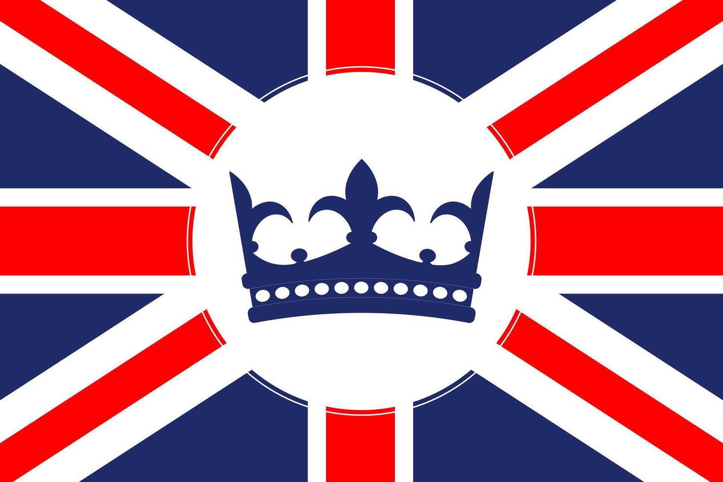 Royal crown on the British flag. Illustration, vector