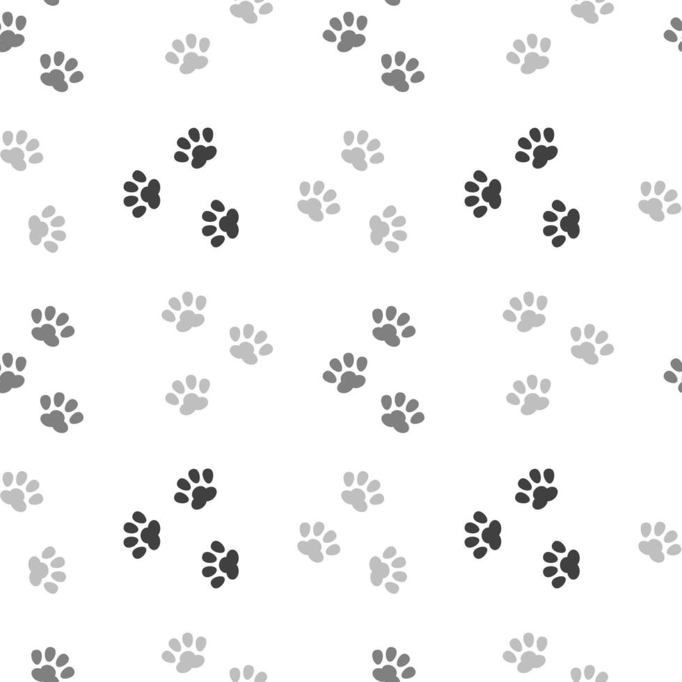 Seamless pattern, cat paw prints on white background. Baby textile, print, vector