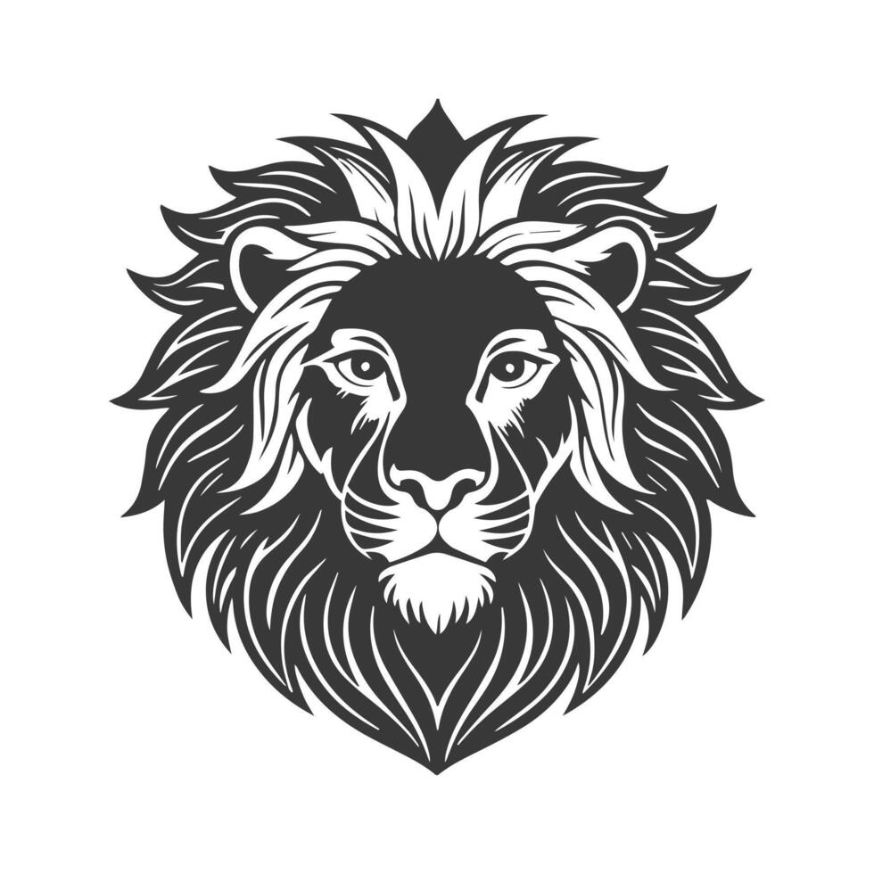 León zodíaco signo. leon cabeza. negro silueta en un blanco antecedentes. vector