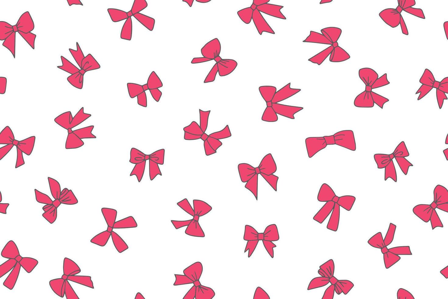 sin costura modelo de rosado regalo arcos, cintas en garabatear estilo, mano dibujado. rosado cinta para Moda textil o fondo de pantalla antecedentes. vector ilustración