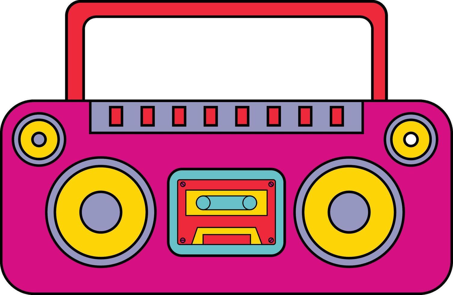 Vintage pop colour tape recorder vector icon