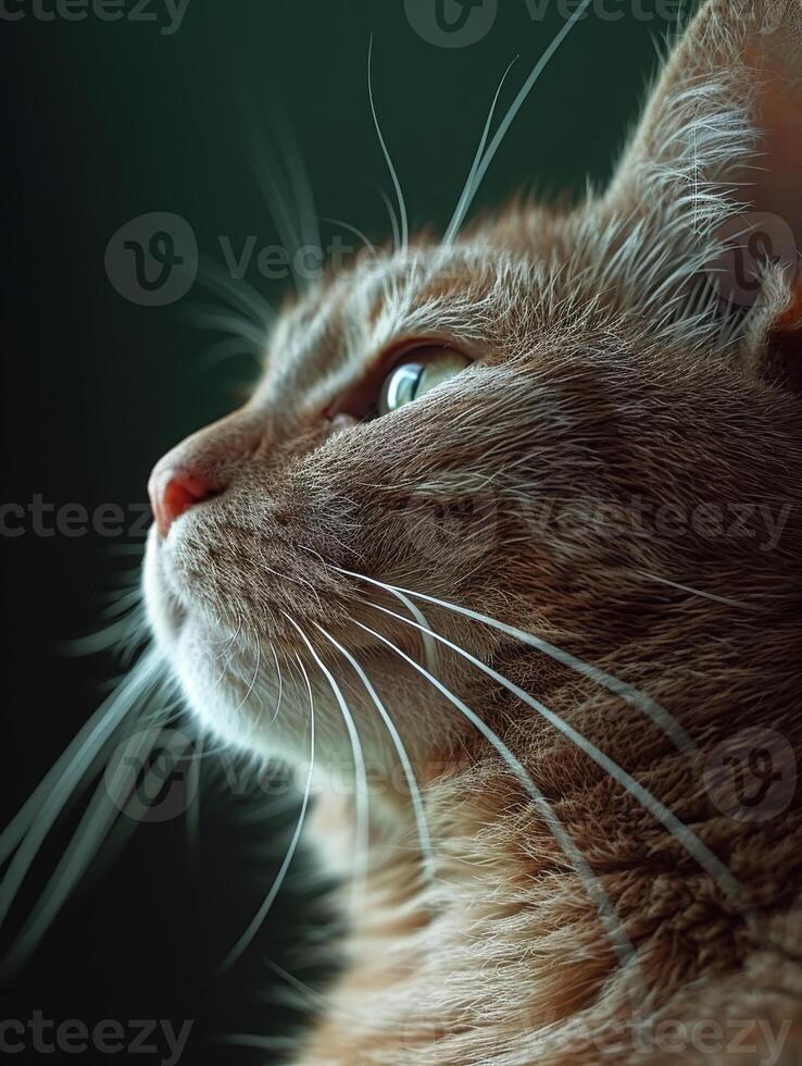 ai generado retrato de rojo gato con verde ojos foto