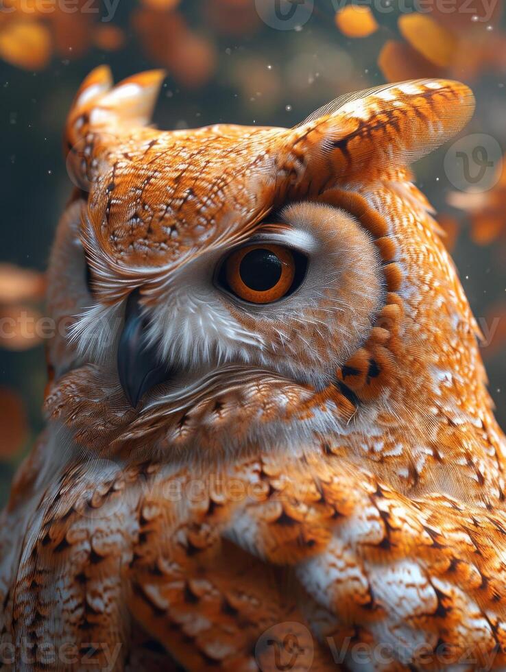 AI generated A beautiful owl. Close-up of owl with blurred background photo