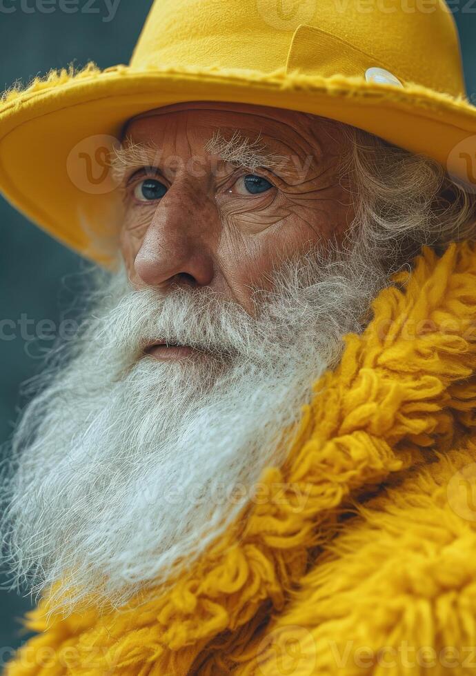 AI generated A man dressed in yellow with a great white beard photo