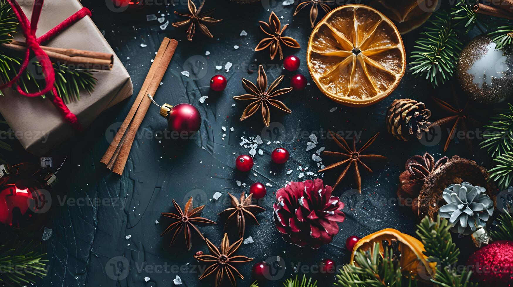 AI generated Beautiful colorful festive Christmas background for your design. AI Generated photo