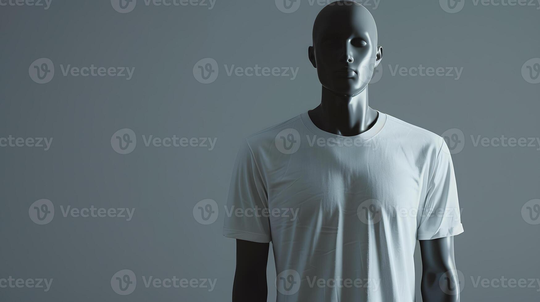 AI generated A blank white T-shirt on a mannequin for your inscription. AI Generated photo