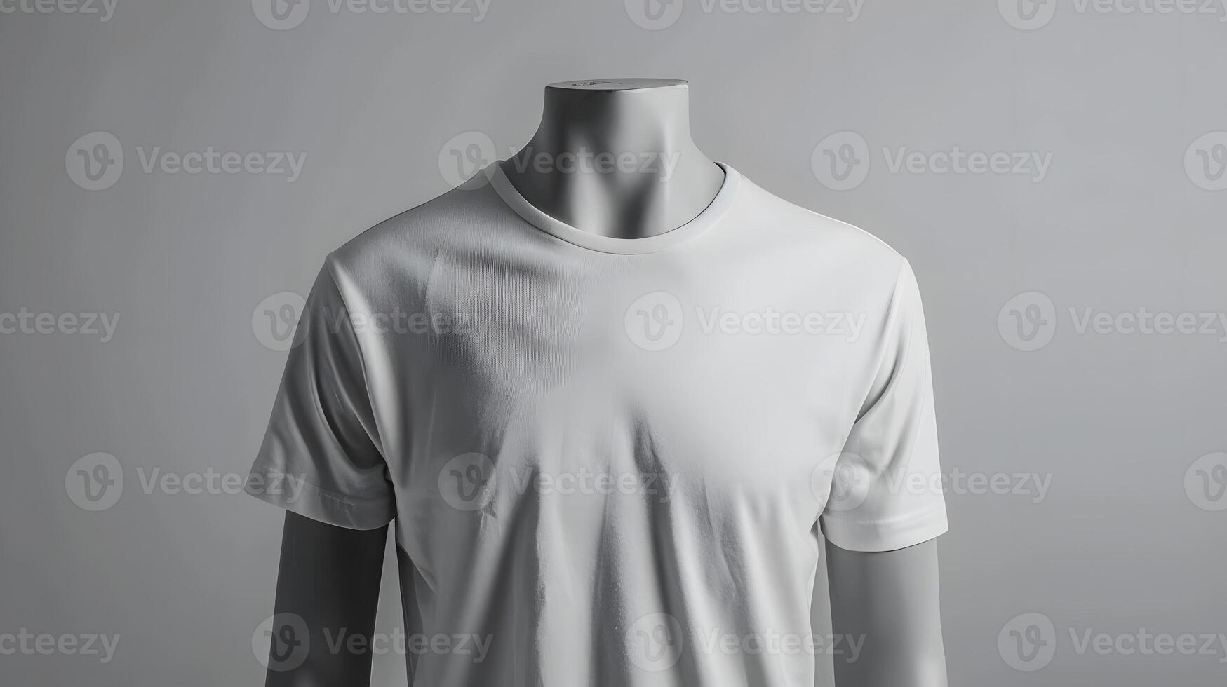 AI generated A blank white T-shirt on a mannequin for your inscription. AI Generated photo