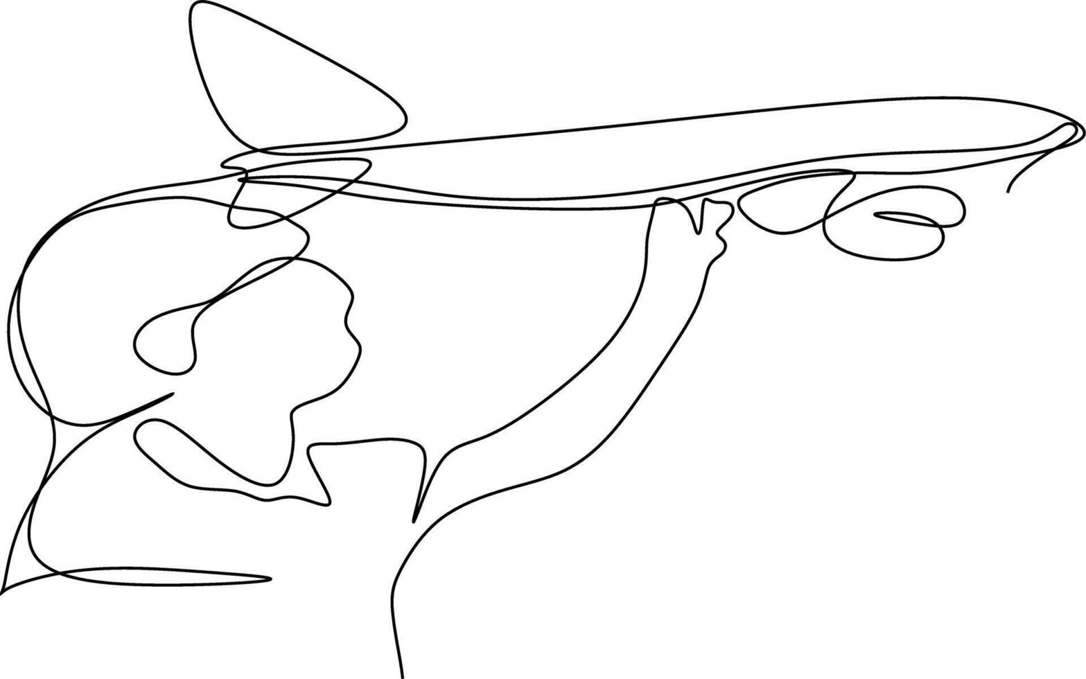 one line art, a kid flying an airplane vector