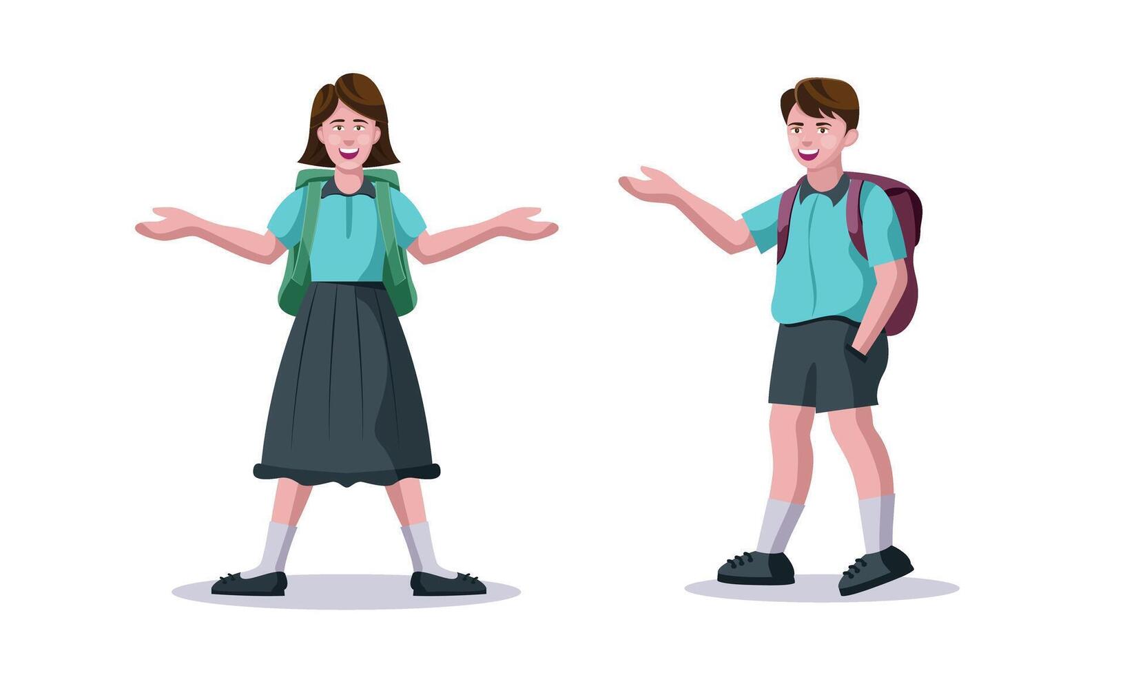 school boy and girl standing in uniform isolated vector