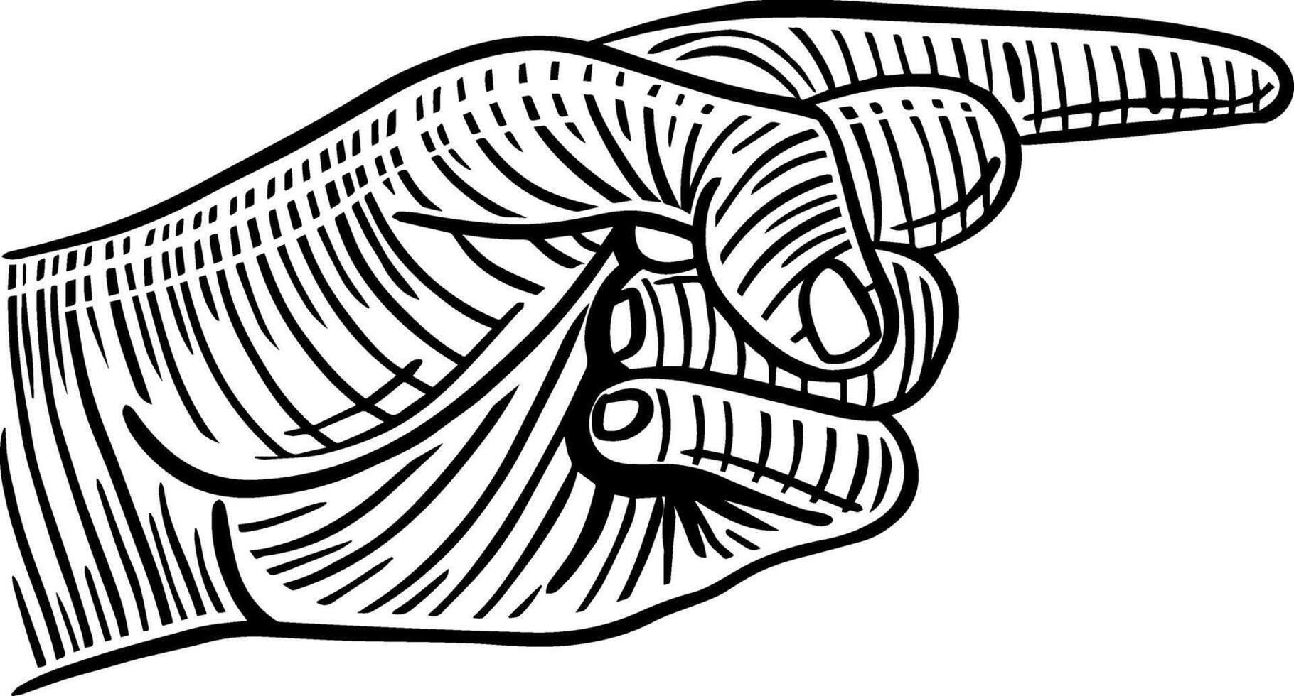 hand pointing finger hand drawn engraved sketch drawing vector