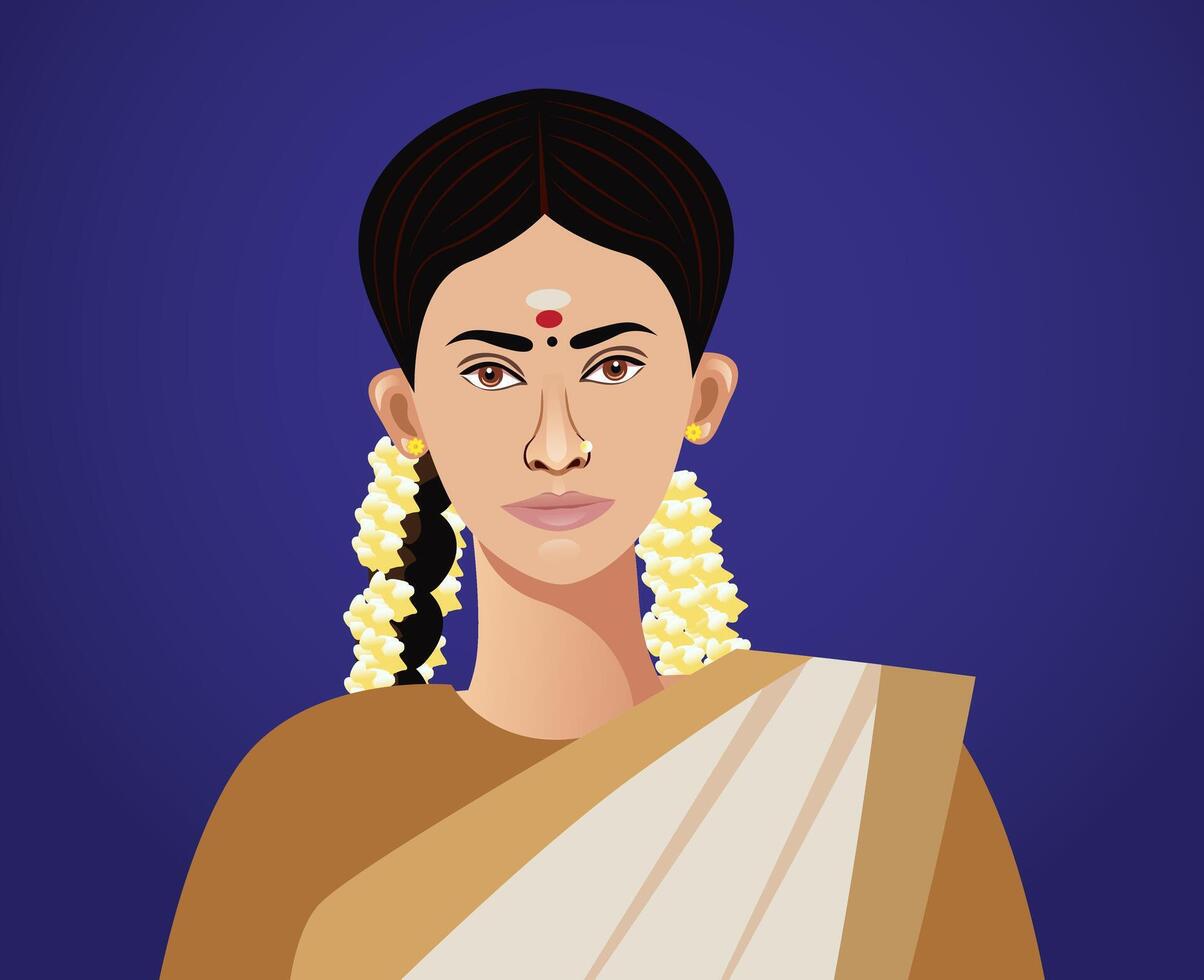 south indian woman close up vector