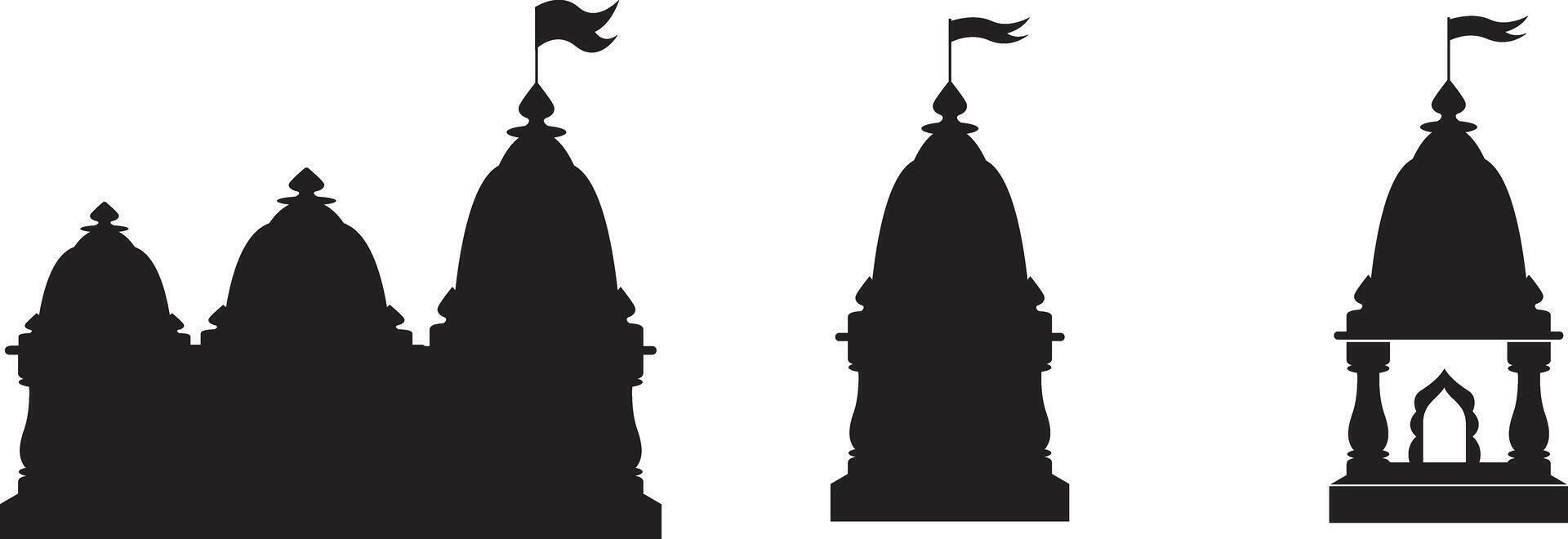 Hindu spirutual temple black silhouette space of workship vector