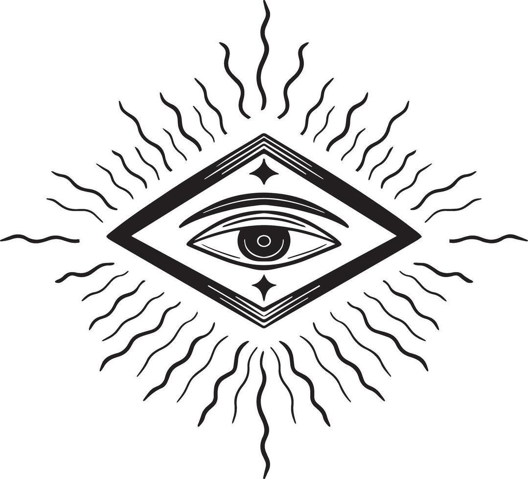 boho mystic vintage eye hand drawn vector illustration