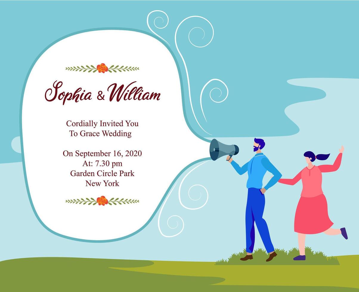 couple announcing wedding invitation template design vector