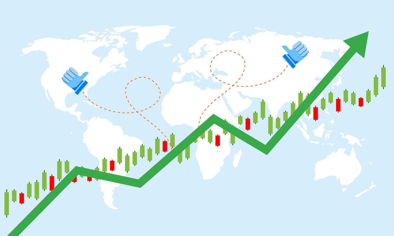 valores mercado crecimiento con mundo mapa vector