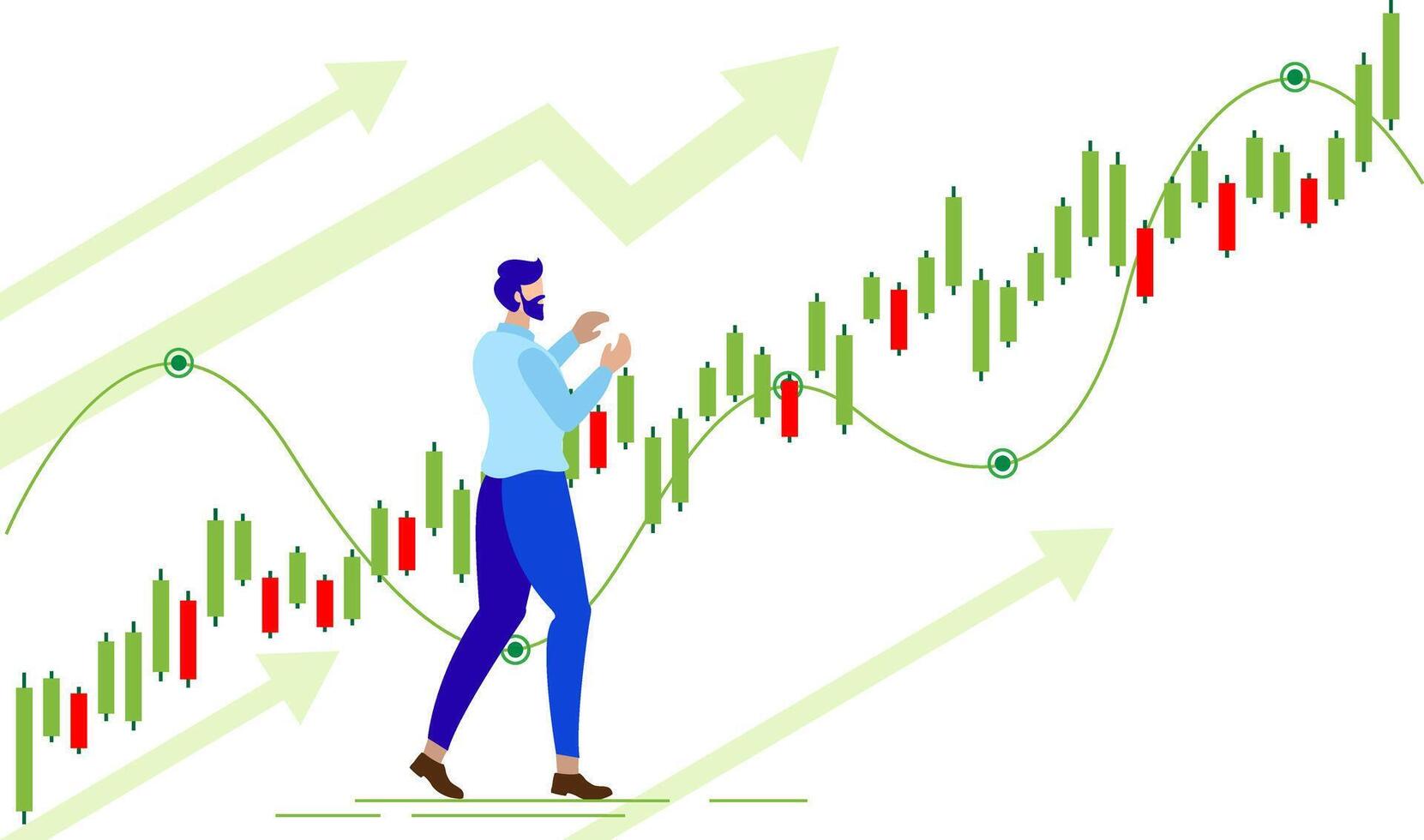 businessman analysing stock growth vector