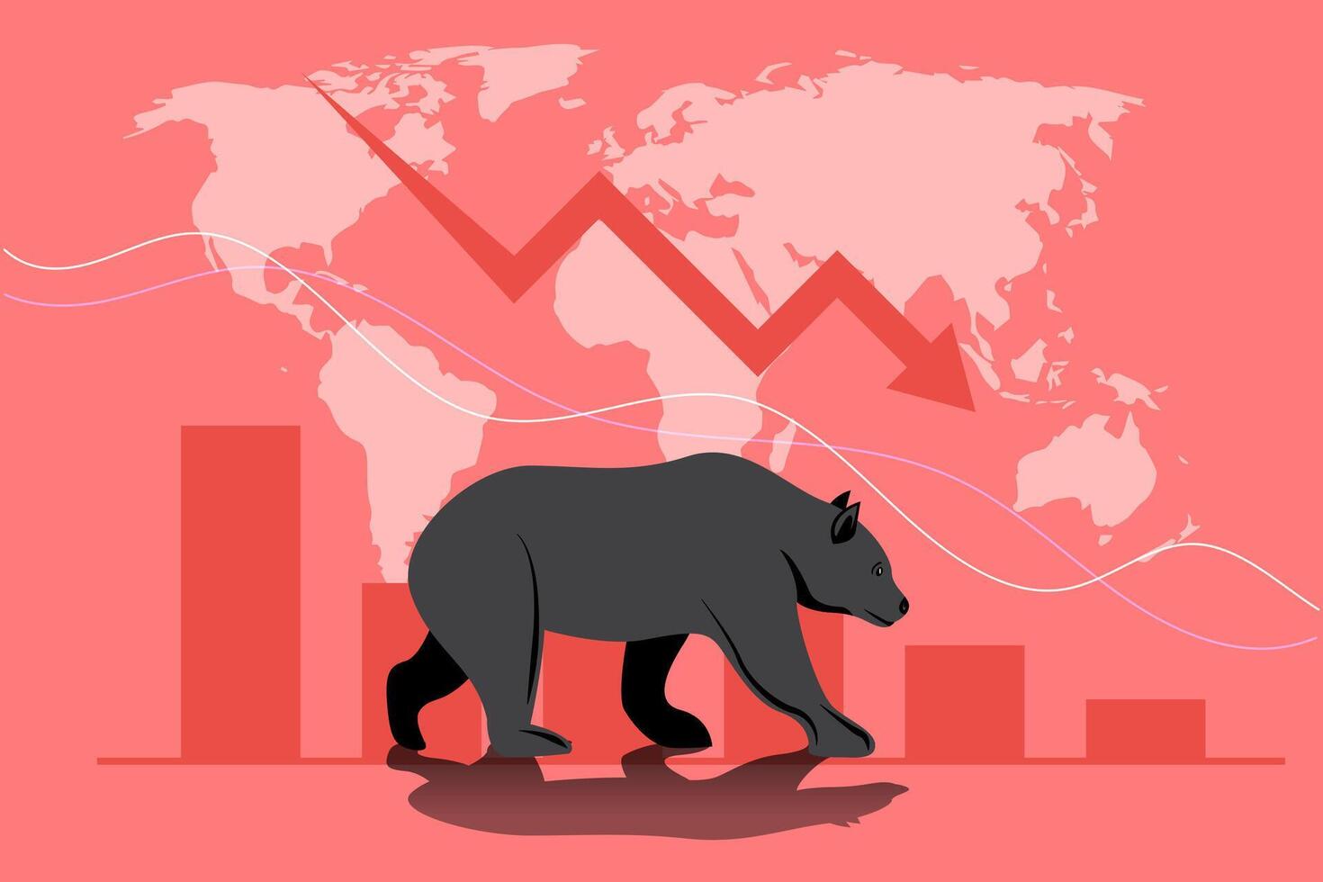 oso pérdida valores mercado, global financiero crisis concepto vector