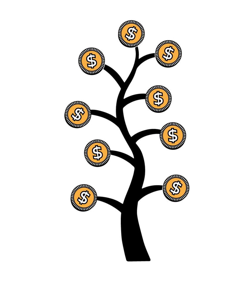 money tree with dollar coins vector