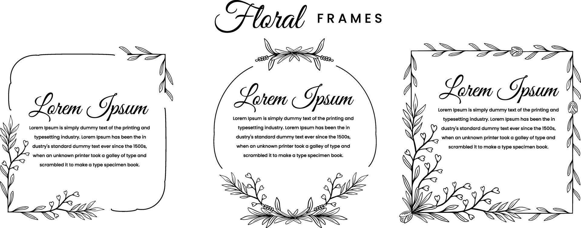 botanical floral frames design elements hand drawn vector