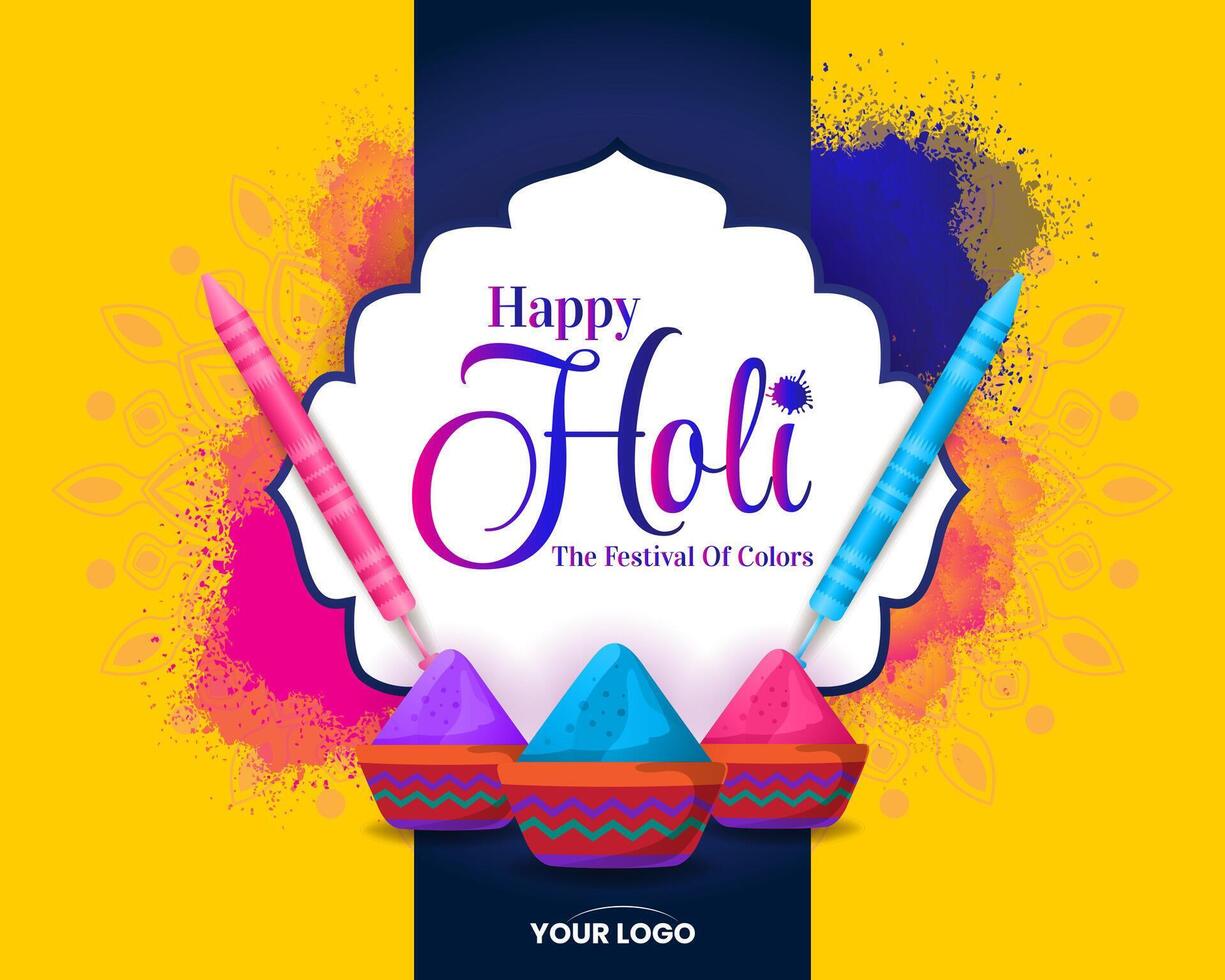 colorful happy holi hindu festival celebration background greeting with color splash vector