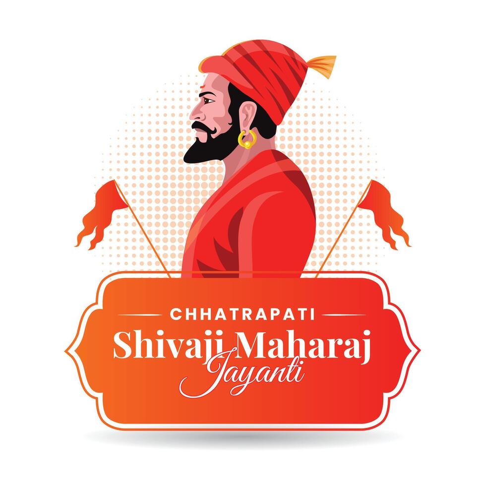 Chhatrapati Shivaji Maharaj Jayanti greeting, great Indian Maratha king celebration vector