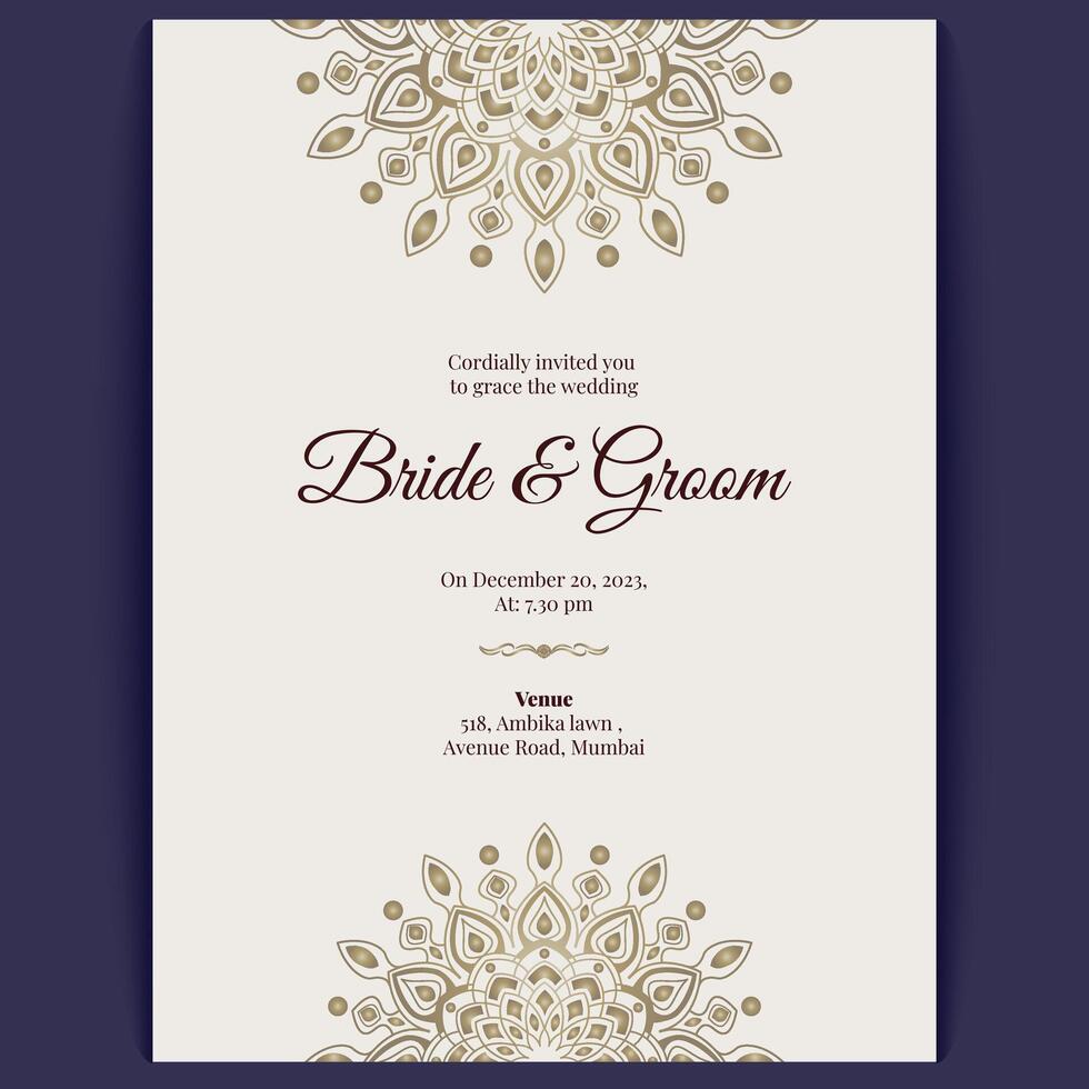 indian wedding card design, invitation template vector