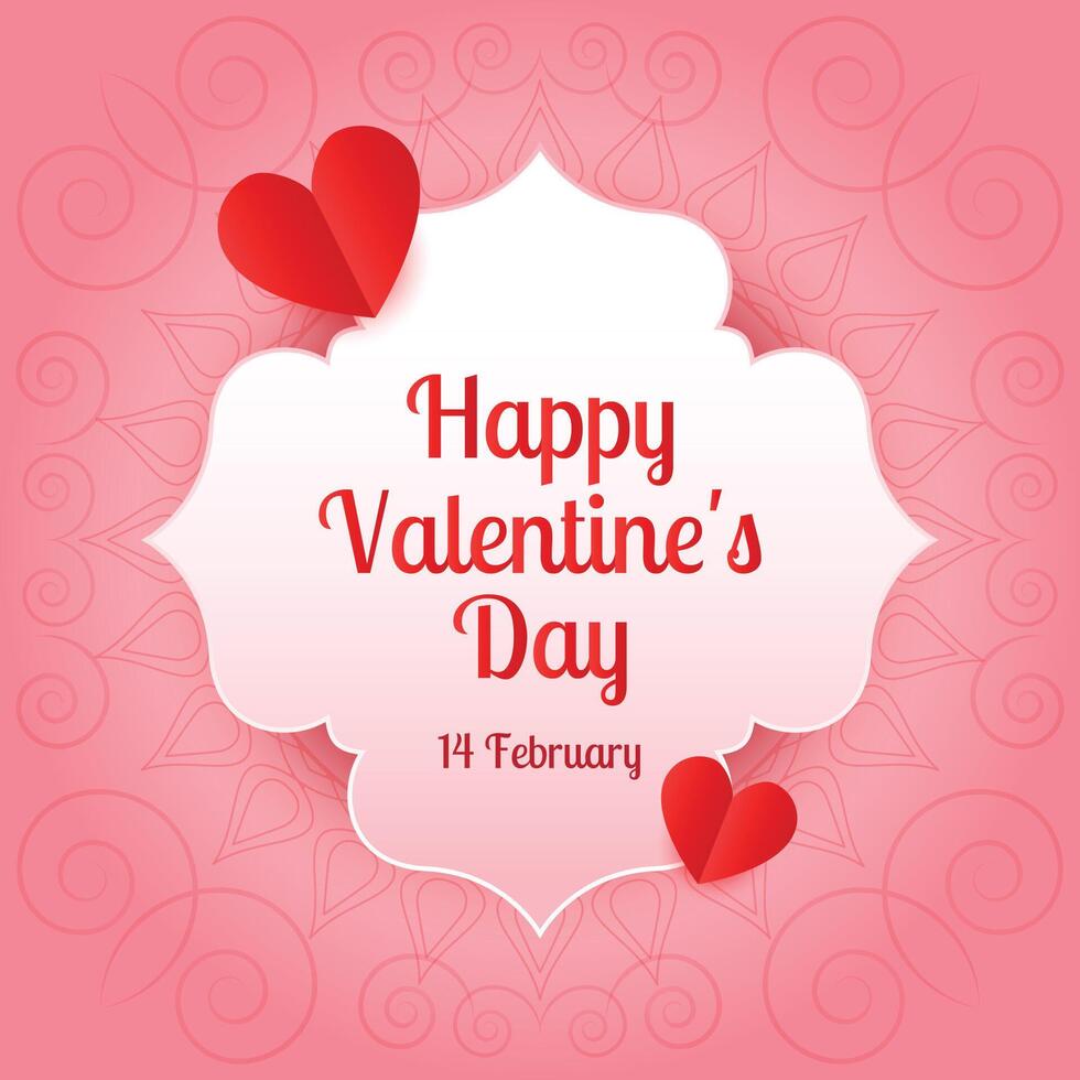 happy valentines day greeting with hearts with minimal pink background vector