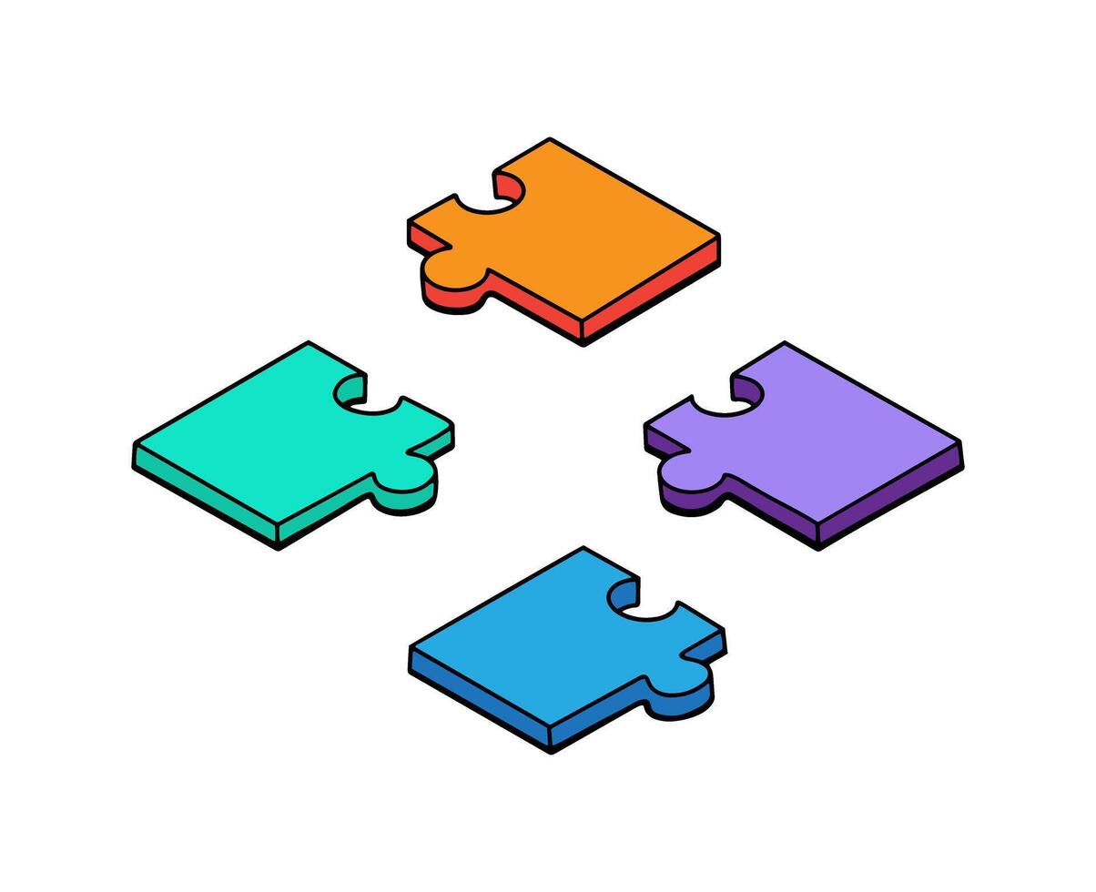 isometric jigsaw puzzle vector