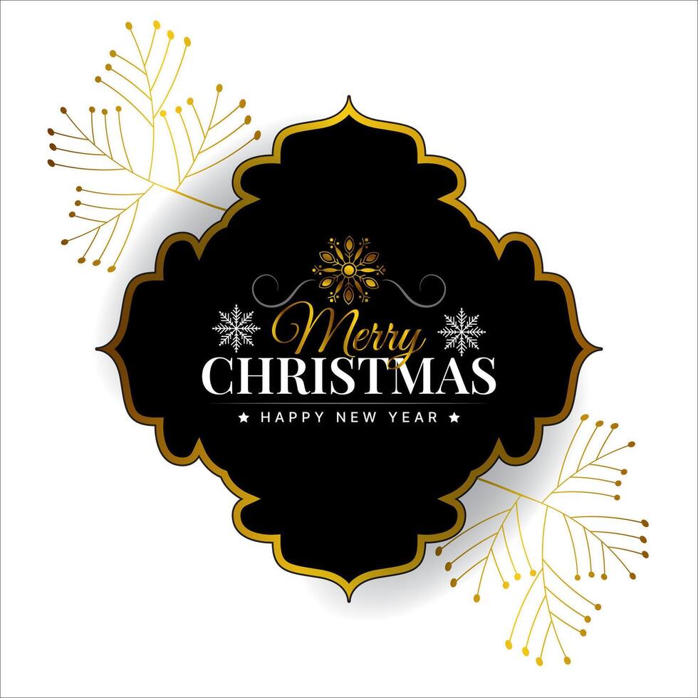 merry christmas black and golden decorative greeting vector