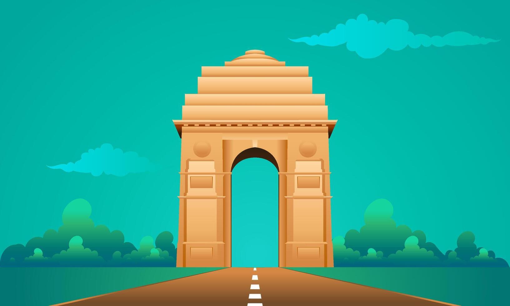 india gate in delhi rajpath vector