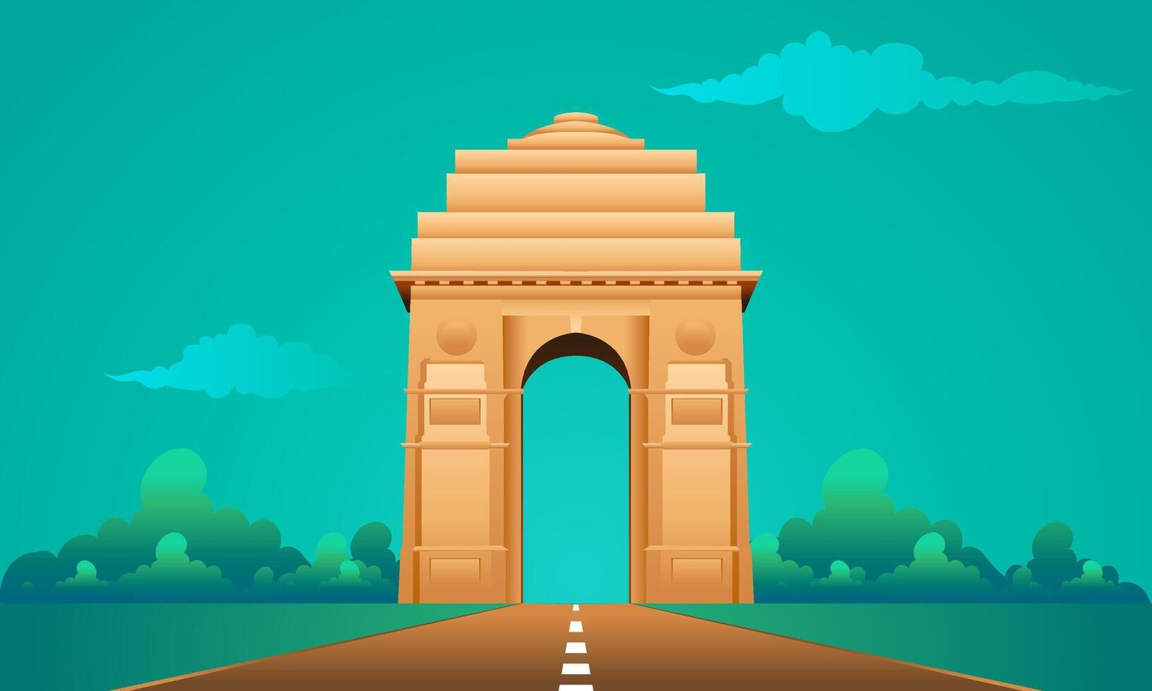 india gate in delhi rajpath vector