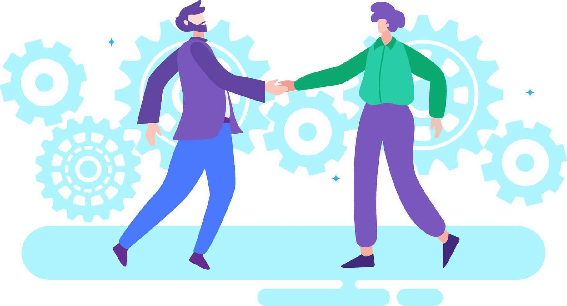 joining hands for work and process vector